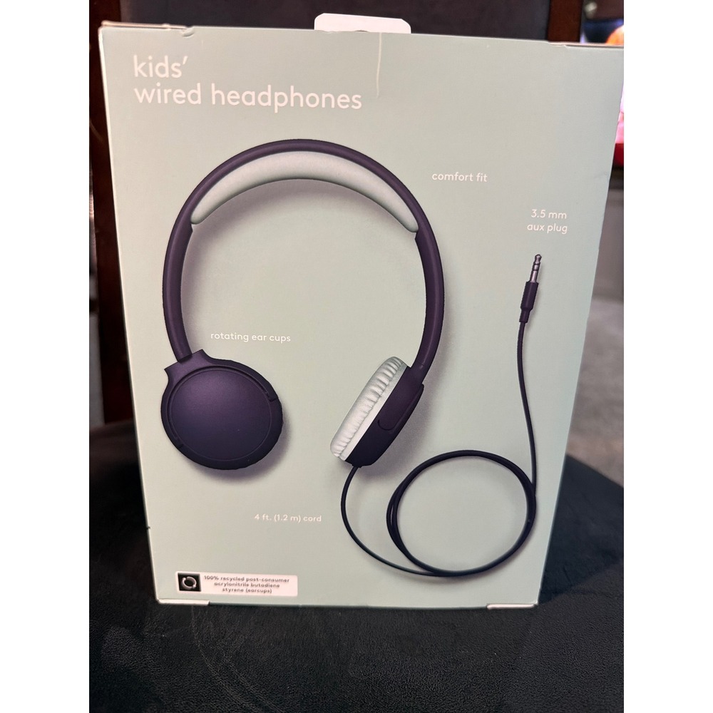 Kids Wired Headphones Navy Blue Mint Green Volume Limited 85dB Ages 6+